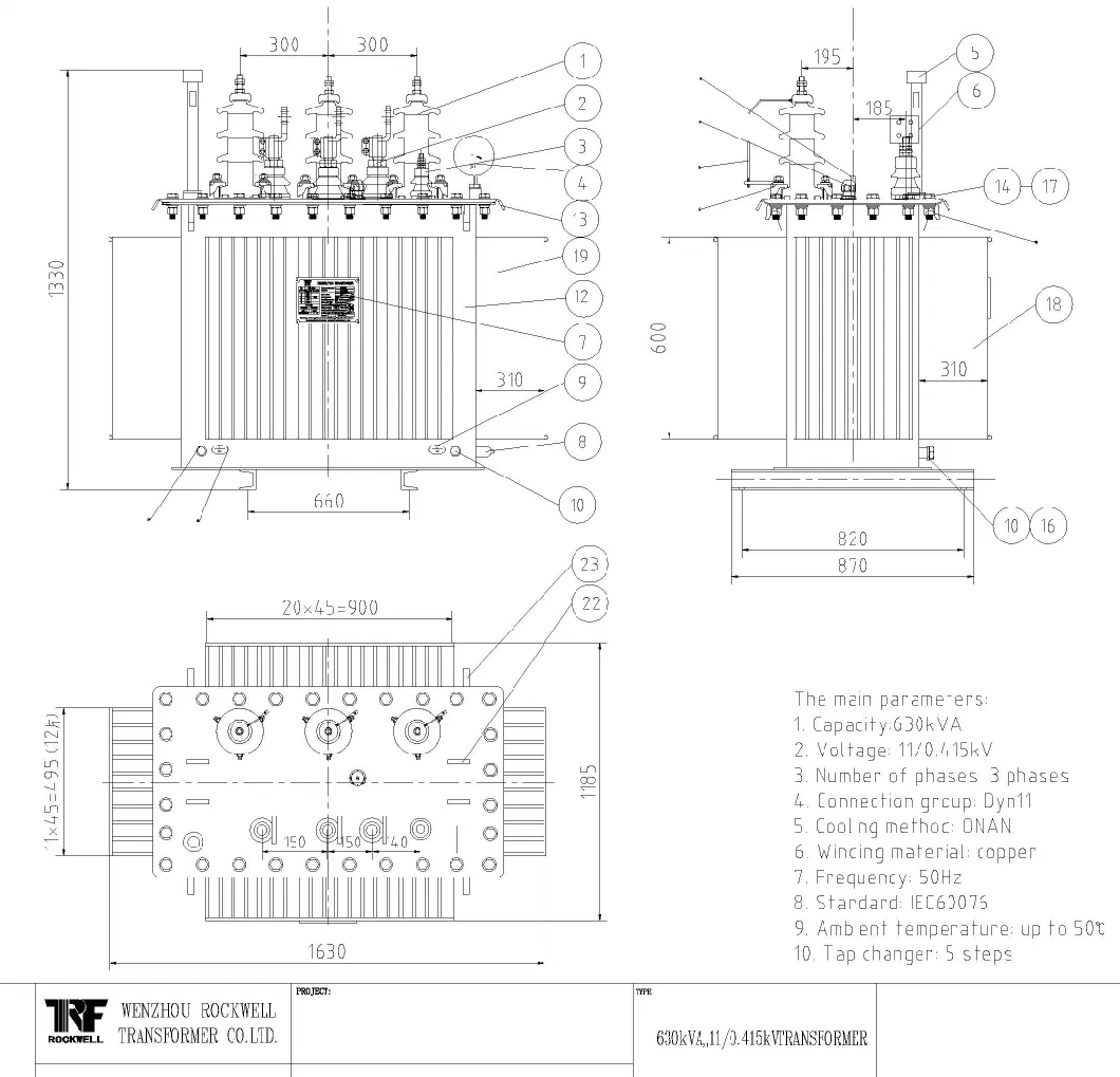 11kv 33kv Oil Immersed Power Transformer Distribution Transformer